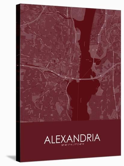 Alexandria, United States of America Red Map-null-Stretched Canvas