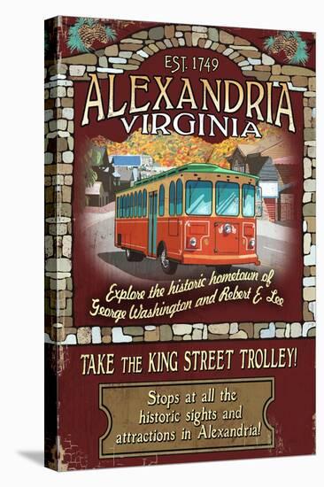 Alexandria, Virginia - Trolley Vintage Sign-Lantern Press-Stretched Canvas