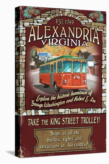 Alexandria, Virginia - Trolley Vintage Sign-Lantern Press-Stretched Canvas