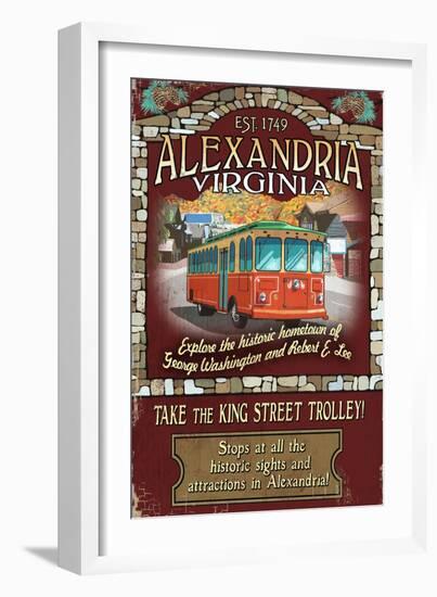 Alexandria, Virginia - Trolley Vintage Sign-Lantern Press-Framed Art Print