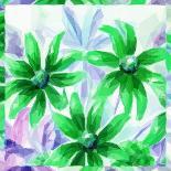 Flowers, Low Poly Pattern-alexcoolok-Stretched Canvas