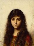 A Peasant Girl in a Red Shawl-Alexei Alexevich Harlamoff-Framed Giclee Print