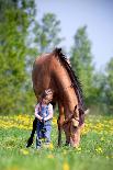 Child and Bay Horse in Field-Alexia Khruscheva-Photographic Print