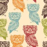 Vector Seamless Pattern with Bright  Owls-alexmakarova-Art Print