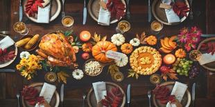 Autumnal Decorated Table for Celebrating Thanksgiving or Other Family Celebration-AlexRaths-Photographic Print