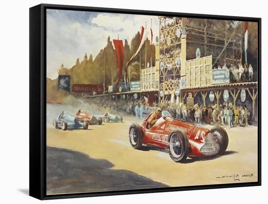 Alfa Romeo Car During Car Racing, Poster-null-Framed Stretched Canvas