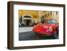 Alfa Romeo Duetto spider parked in a cobblestone street of Rome, Lazio, Italy-Stefano Politi Markovina-Framed Photographic Print