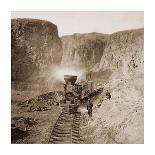 First Construction Train passing the Palisades, Ten Mile Cañon, Nevada, 1866-1869-Alfred A^ Hart-Framed Art Print