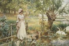 A Wooded River Landscape with a Shepherd and Sheep-Alfred Augustus Glendening-Framed Stretched Canvas