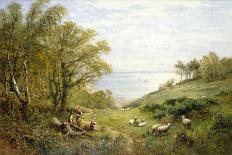 A Wooded River Landscape with a Shepherd and Sheep-Alfred Augustus Glendening-Framed Stretched Canvas