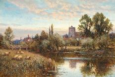 A Wooded River Landscape with a Shepherd and Sheep-Alfred Augustus Glendening-Stretched Canvas
