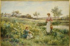 A Wooded River Landscape with a Shepherd and Sheep-Alfred Augustus Glendening-Framed Stretched Canvas