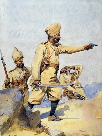 Soldiers of the 24th Punjabis Malikdin Khel (Afridi) and Subadar, Jay Sikh, Illustration for…