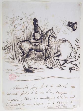 George Sand's Horse Displaying Sangfroid Behind the Stumbling Horse of Alfred De Musset