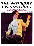 "Female Fencer," Saturday Evening Post Cover, April 1, 1933-Alfred F. Cammarata-Framed Stretched Canvas