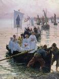 The Arrival of the Procession of St. Anne from Fouesnant to Concarneau, 1887-Alfred Guillou-Stretched Canvas