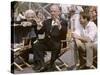 Alfred Hitchcock and Rod Taylor sur le tournage du film Les Oiseaux, 1963 (photo)-null-Stretched Canvas