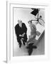 Alfred Hitchcock and Tippi Hedren, photo pour la sortie du fim Les Oiseaux, 1963 (b/w photo)-null-Framed Photo