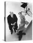 Alfred Hitchcock and Tippi Hedren, photo pour la sortie du fim Les Oiseaux, 1963 (b/w photo)-null-Stretched Canvas