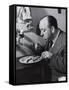 Alfred Hitchcock Eating Lamb Chops-John Florea-Framed Stretched Canvas