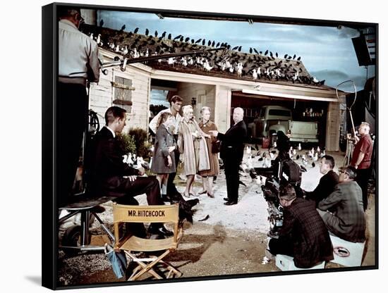 Alfred hitchcock, Veronica Cartwright, Rod Taylor,Tippi Hedren and Jessica Tandy, 1963-null-Framed Stretched Canvas