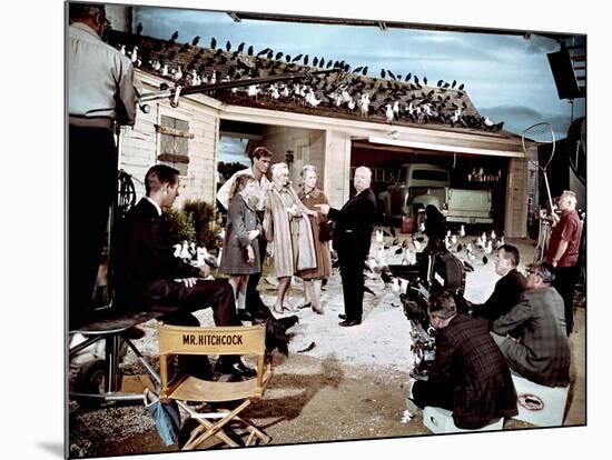 Alfred hitchcock, Veronica Cartwright, Rod Taylor,Tippi Hedren and Jessica Tandy, 1963-null-Mounted Photo