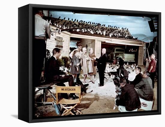 Alfred hitchcock, Veronica Cartwright, Rod Taylor,Tippi Hedren and Jessica Tandy, 1963-null-Framed Stretched Canvas