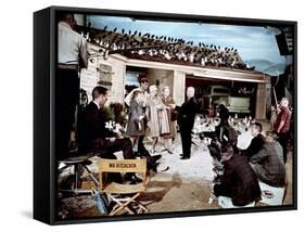 Alfred hitchcock, Veronica Cartwright, Rod Taylor,Tippi Hedren and Jessica Tandy, 1963-null-Framed Stretched Canvas