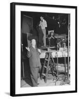 Alfred HitchcockOn Film Set During Shooting of "Lifeboat"-null-Framed Premium Photographic Print