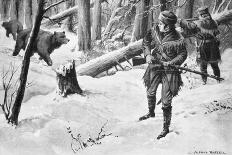 Painting of Lewis and Clark Attacked by Bears-Alfred Russell-Stretched Canvas