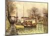 Alfred Sisley (Barges on the Canal Saint-Martin in Paris) Art Poster Print-null-Mounted Poster