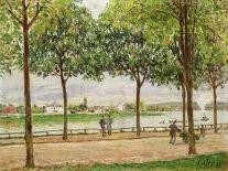 Banks of the Loing at Saint-Mammes-Alfred Sisley-Framed Stretched Canvas