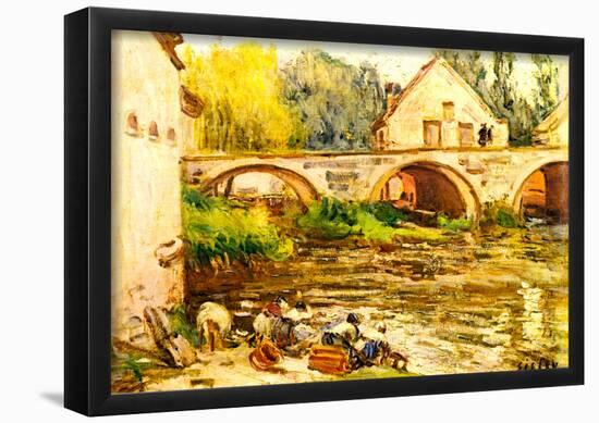 Alfred Sisley The Laundresses of Moret Art Print Poster-null-Framed Poster