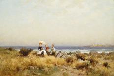 Reading by the Sea (Oil on Canvas)-Alfred Wordsworth Thompson-Stretched Canvas