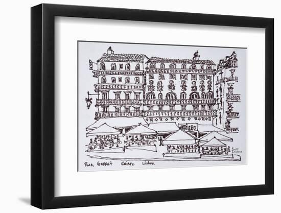 Alfresco dining along rue Garrett, Chiado, Lisbon, Portugal-Richard Lawrence-Framed Photographic Print