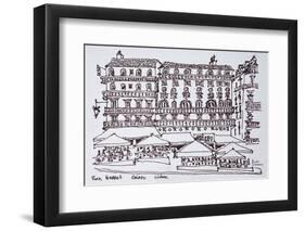 Alfresco dining along rue Garrett, Chiado, Lisbon, Portugal-Richard Lawrence-Framed Photographic Print