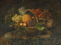 A Basket of Grapes, Peaches and a Pineapple on a Rock in a Landscape-Alfrida Vilhelmine Ludovica Baadsgaard-Stretched Canvas