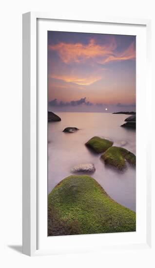 Algae Covered Rocks at the Thong Reng Beach, Sunrise, Koh Phangan Island, Thailand-Rainer Mirau-Framed Photographic Print