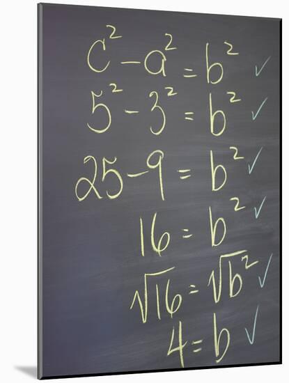 Algebra Equation on Blackboard-null-Mounted Photographic Print