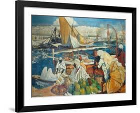 Alger La Blanche - Quay Scene, Algiers, 1912-Leon Cauvy-Framed Giclee Print