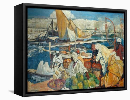 Alger La Blanche - Quay Scene, Algiers, 1912-Leon Cauvy-Framed Stretched Canvas