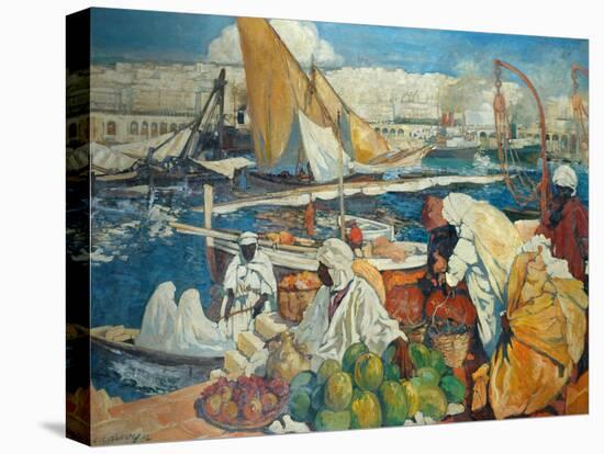 Alger La Blanche - Quay Scene, Algiers, 1912-Leon Cauvy-Stretched Canvas