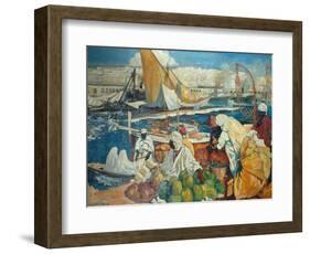 Alger La Blanche - Quay Scene, Algiers, 1912-Leon Cauvy-Framed Giclee Print