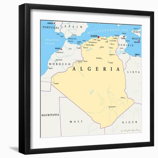 Algeria Political Map-Peter Hermes Furian-Framed Art Print