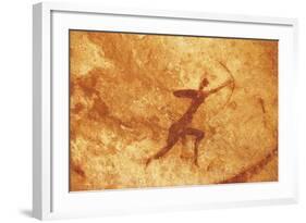 Algeria, Sahara Desert, Tassili-N-Ajjer National Park, Rock Carving Depicting Man with Bow-null-Framed Giclee Print