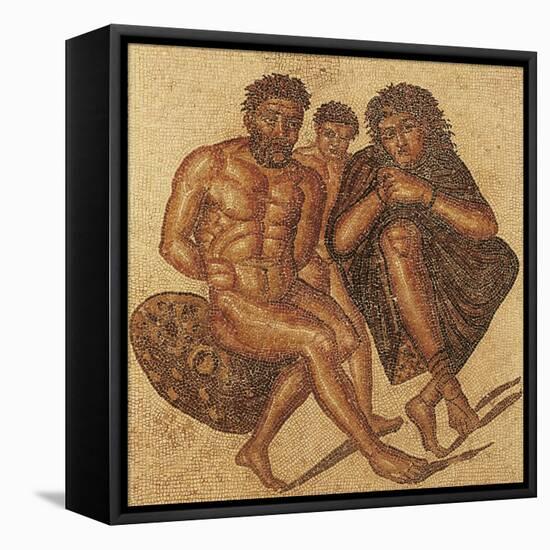 Algeria, Tipasa, Mosaic Work Depicting Berbers in Chains-null-Framed Stretched Canvas