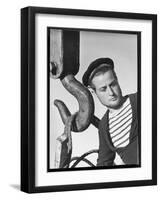 Algerian Sailor Raymond Cartaing, French Navy, Assembles Guns from America's Lend Lease Program-Margaret Bourke-White-Framed Photographic Print