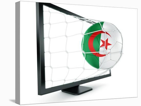 Algerian Soccer Ball Coming Out of a Monitor-zentilia-Stretched Canvas