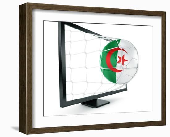 Algerian Soccer Ball Coming Out of a Monitor-zentilia-Framed Art Print