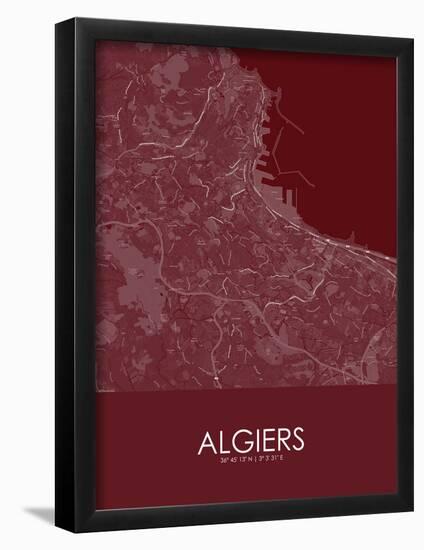 Algiers, Algeria Red Map-null-Framed Poster